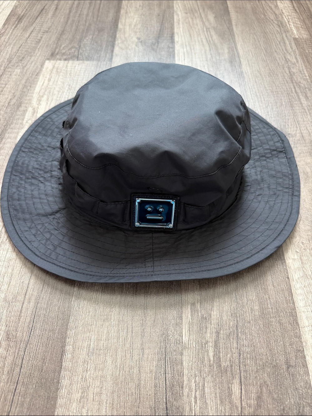 ACNE Studios Black Bucket Hat with Square Logo Patch